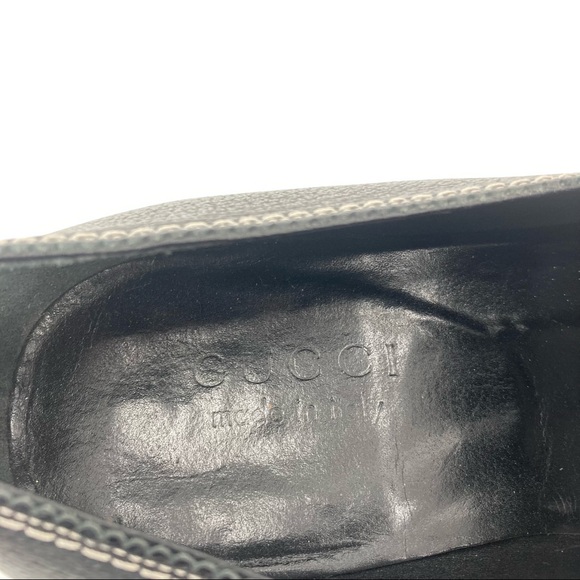 Gucci Men’s Black Leather / White Linen Loafer - Size 8D main image 7